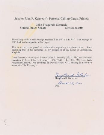Lot #4117 John F. Kennedy Collection of 18 Senate Calling Cards - Image 2