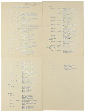 Lot #4122 John F. Kennedy Hand-Annotated Senate Schedule - Image 1