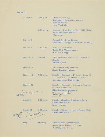 Lot #4122 John F. Kennedy Hand-Annotated Senate Schedule - Image 2