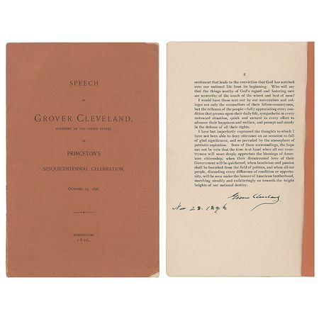 Lot #4068 Grover Cleveland Signed Booklet: 'Princeton Sesquicentennial Celebration Speech' - Image 1