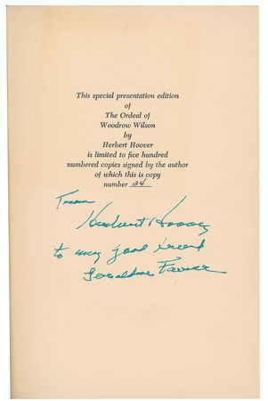 Lot #4080 Herbert Hoover Collection of (56) Signed Books and Pamphlets - Image 7