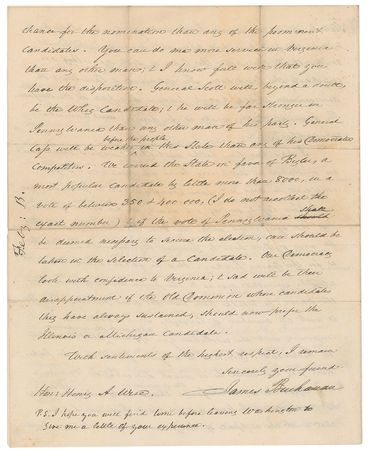 Lot #4057 James Buchanan Autograph Letter Signed - Image 3