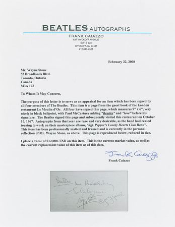 Lot #646 Beatles: Rare, large Beatles signatures from October 1967 - Image 5