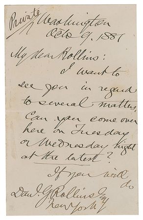 Lot #14 Chester A. Arthur: Just 20 days into his presidency, Arthur writes from Washington - Image 2