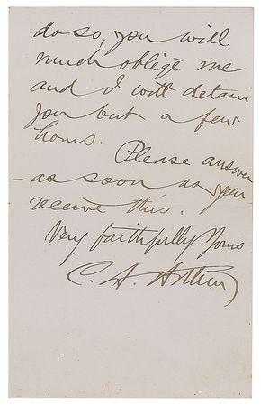 Lot #14 Chester A. Arthur: Just 20 days into his presidency, Arthur writes from Washington - Image 3