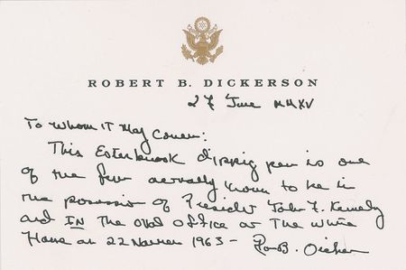 Lot #56 John F. Kennedy: The Esterbrook 'bill signer' of President Kennedy - Image 4