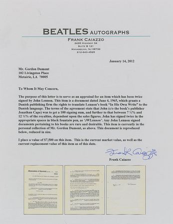 Lot #651 Beatles: John Lennon: Lennon greenlights the Danish publication of 'In His Own Write' - Image 6