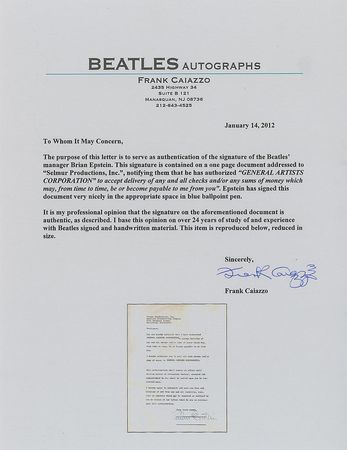 Lot #649 Beatles: Brian Epstein Signed Document - Image 2