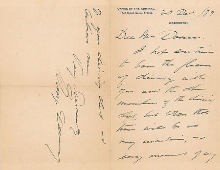 Lot #361 George Dewey Handwritten Letter Signed - Image 1