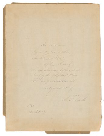 Lot #601 Samuel Francis Smith Signed Quote - Image 1