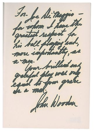 Lot #972 John Wooden: Wooden to DiMaggio—