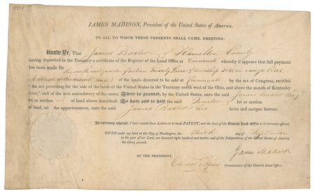Lot #2 James Madison Signed Document
