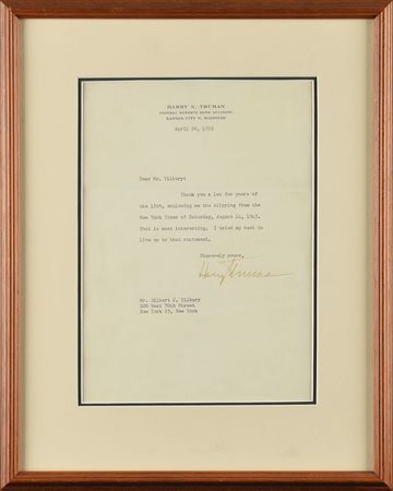 Lot #141 Harry S. Truman Letters - Image 1