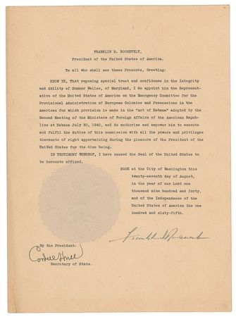Lot #26 Franklin D. Roosevelt: FDR appoints a