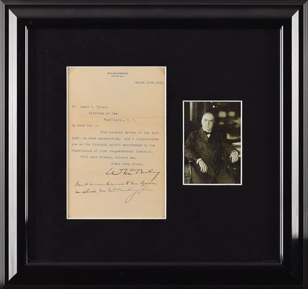 Lot #16 William McKinley Typed Letter Signed