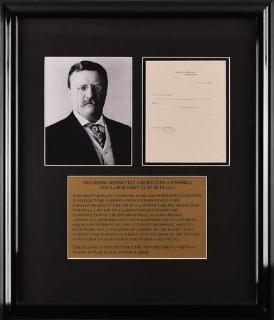 Lot #19 Theodore Roosevelt: The new president looks into a possible 1901 labor dispute in Buffalo - Image 1