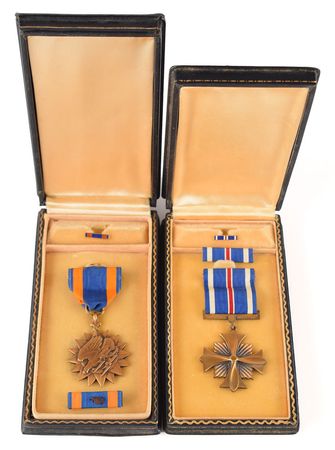 Lot #328 WWII: Spencer H. Scherer's B-17 'Hangover' 369th Bomb Squadron Flight Jacket: Extraordinary hand-painted ?Fightin? Bitin?? 8th Air Force jacket, with a piece of flak that hit the airman's bomber - Image 9