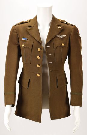 Lot #327 WWII: Harry Larson's B-17 'Mission Belle' 885th Bomb Squadron A-2 Jacket and Uniform Group Lot: The 15th Air Force jacket and tunic of a special ops navigator - Image 7