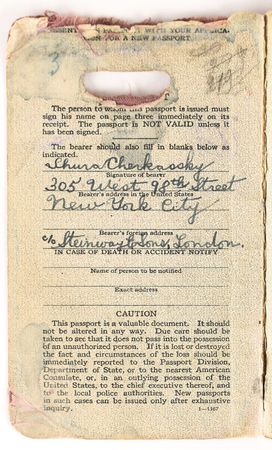 Lot #634 Shura Cherkassky: The concert pianist's well-traveled passport - Image 2