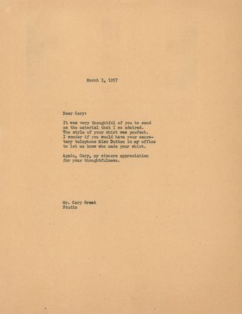 Lot #815 Cary Grant Typed Letter Signed - Image 2
