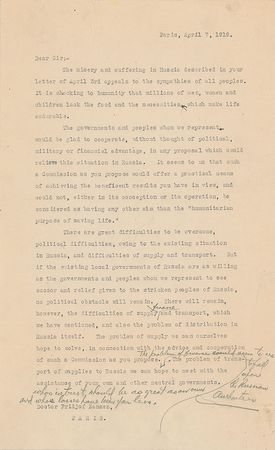 Lot #22 Herbert Hoover Telegram Draft - Image 1