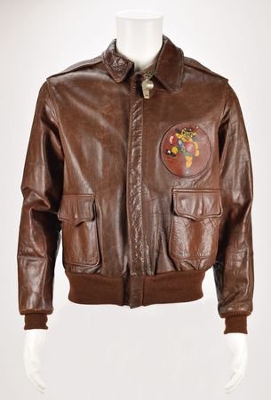 Lot #330 WWII: Harold Gallagher's P-47 'Zemke's Wolf Pack' 62nd Fighter Squadron A-2 Flight Jacket: Worn by a fighter pilot in Zemke's Wolf Pack - Image 1