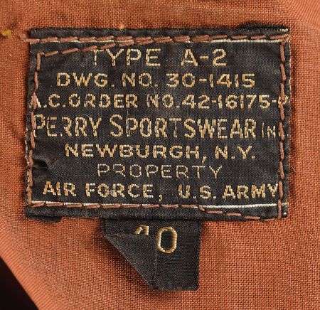 Lot #330 WWII: Harold Gallagher's P-47 'Zemke's Wolf Pack' 62nd Fighter Squadron A-2 Flight Jacket: Worn by a fighter pilot in Zemke's Wolf Pack - Image 5