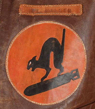 Lot #331 WWII: W. L. Walker's B-17 413th Bomb Squadron A-2 Flight Jacket: Fabulous painted pin-up jacket from a WWII flyer - Image 3