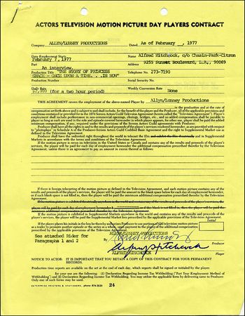 Lot #778 Alfred Hitchcock Signed Document - Image 2