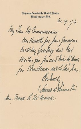 Lot #214 Louis D. Brandeis Handwritten Letter Signed - Image 1