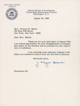 Lot #239 J. Edgar Hoover Letters - Image 3
