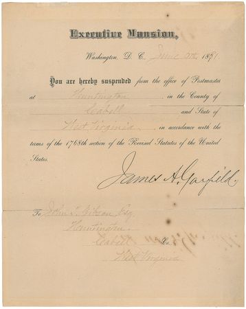 Lot #12 James A. Garfield: Garfield exercises his