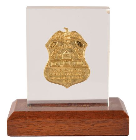 Lot #97 Dwight D. Eisenhower Inauguration Police Badge, Program, and Signature Police Badge and Signature - Image 1