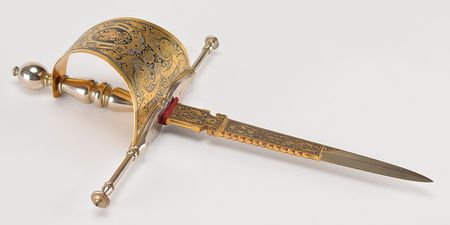 Lot #48 Dwight D. Eisenhower: Spanish Dagger Presented to Robert L. Schulz Dagger and Travel Token - Image 1