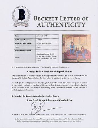 Lot #9005  Crosby, Stills, and Nash Signed Debut Album - Image 4