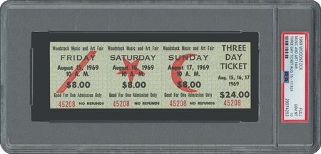 Lot #9043  Woodstock 1969 3-Day Unused Ticket -