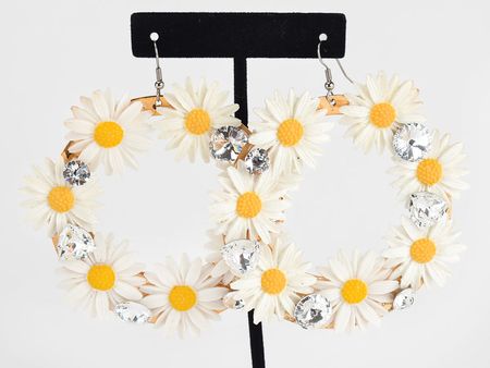 Lot #9269 Miley Cyrus's Personally-Worn Red Carpet Charity Event Daisy Hoop Earrings - Image 1
