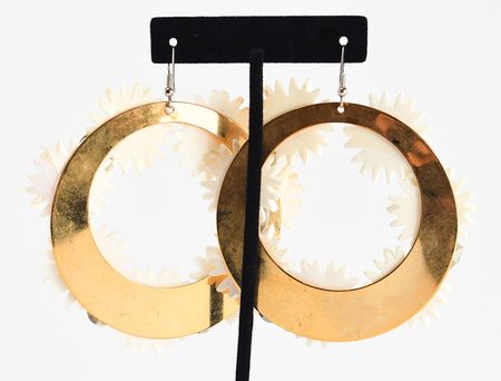 Lot #9269 Miley Cyrus's Personally-Worn Red Carpet Charity Event Daisy Hoop Earrings - Image 2