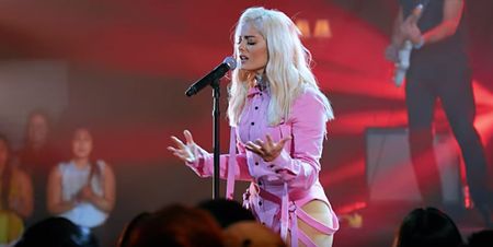 Lot #9285 Bebe Rexha's Stage-Worn Pink Denim Bodysuit - Image 7