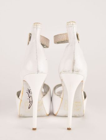 Lot #9282  Prince: Sheila E.'s Personally-Worn and Signed White Bebe Shoes - Image 3