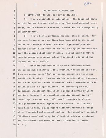 Lot #9239 Elton John Signed Document - Image 2