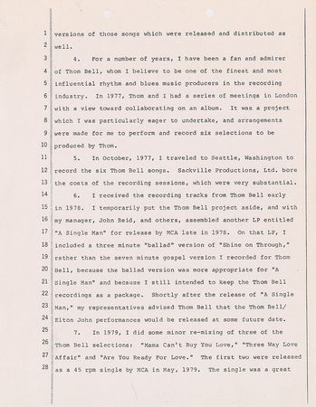 Lot #9239 Elton John Signed Document - Image 3