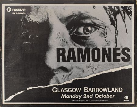 Lot #9162  Ramones Signed 1989 Glasgow Concert Poster - Image 1