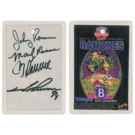 Lot #9171  Ramones Signed 1994 Spain Backstage Pass - Image 1