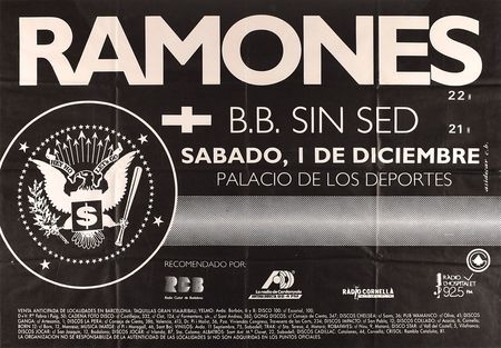 Lot #9154  Ramones 1990 Spain Concert Poster - Image 1