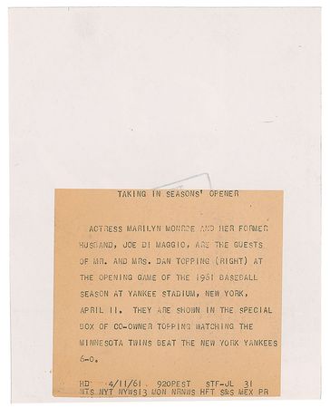 Lot #664 Marilyn Monroe and Joe DiMaggio Photograph - Image 2