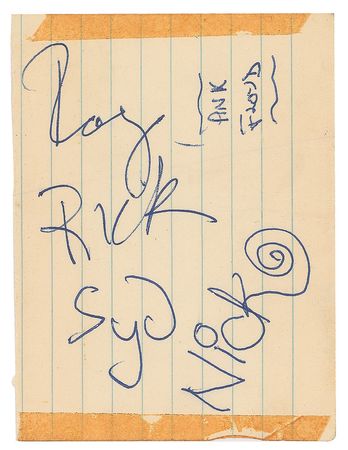 Lot #430 Pink Floyd: Super early 1966 Pink Floyd autographs - Image 1
