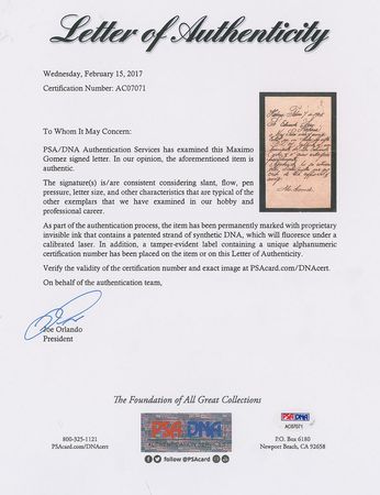 Lot #246 Maximo Gomez Signed Letter - Image 2