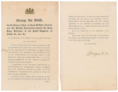 Lot #201 King George VI Signed Document - Image 1