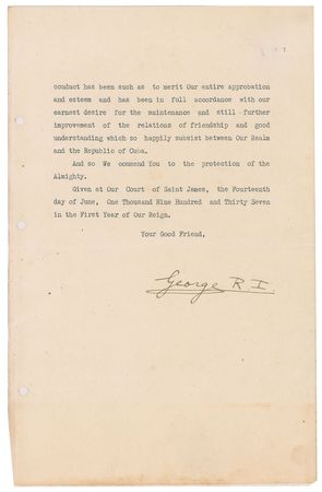 Lot #201 King George VI Signed Document - Image 3